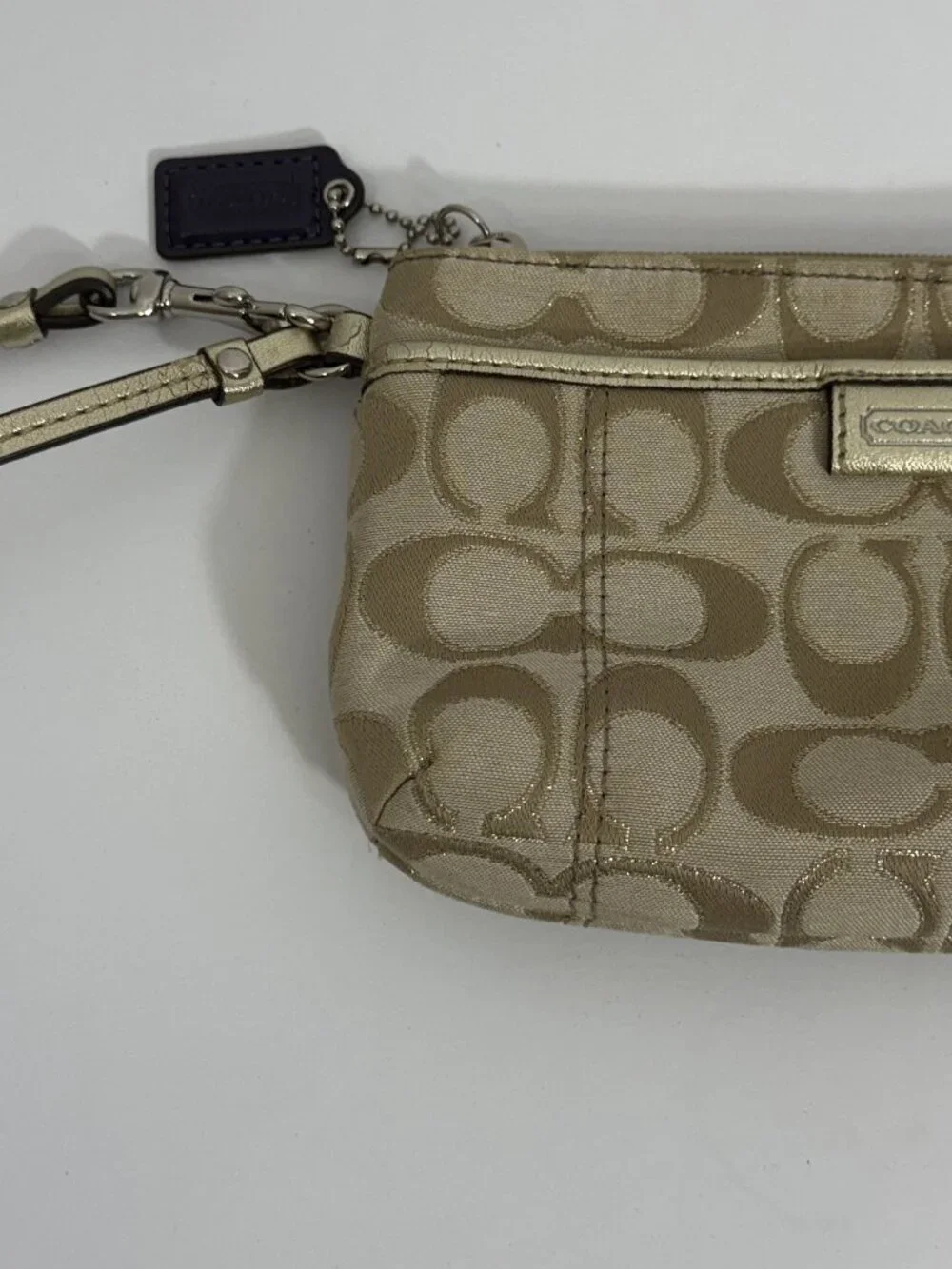 Coach F49558 Corner Zip Wristlet In Signature Canvas Gold